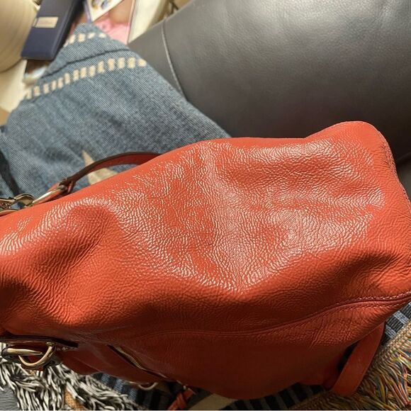 Coach coral/apple charm tote Leather handBag 14925 - Picture 9 of 12